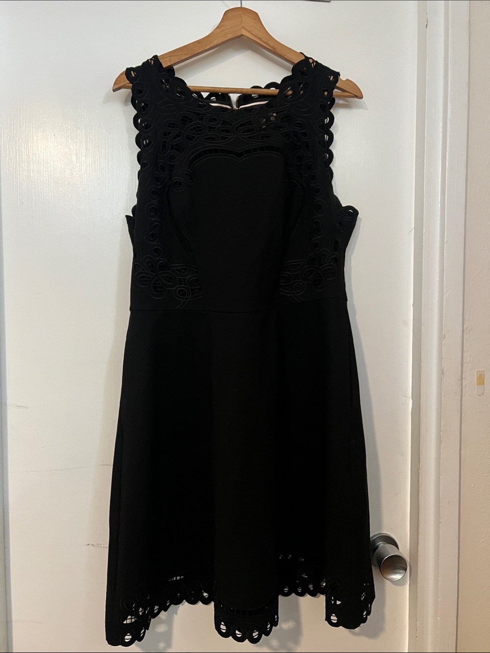 Ted Baker Black Sleeveless Mini Dress with Scalloped Cutwork